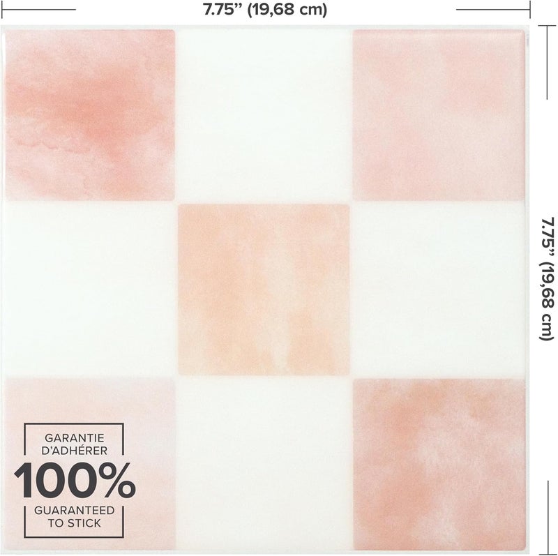Smart Tiles Peel and Stick Backsplash - 5 Sheets of 7,75'' x 7,75'' - 3D Adhesive Peel and Stick Tile Backsplash for Kitchen, Bathroom, Wall Tile, Checkered - Image 3