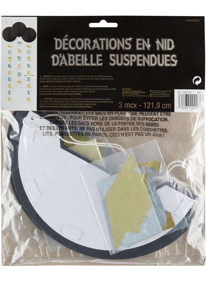 Amscan Congrats Grad Honeycombs with Foil Tails - Image 1