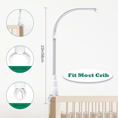 LIUDHPSP 23 inch Baby Crib Mobile Bed Bell Holder Arm Bracket, The Claw Part can be Adjusted Width-DIY Toy Decoration (Stand Without Music Box) - Image 2