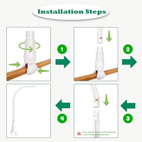 LIUDHPSP 23 inch Baby Crib Mobile Bed Bell Holder Arm Bracket, The Claw Part can be Adjusted Width-DIY Toy Decoration (Stand Without Music Box) - Image 4