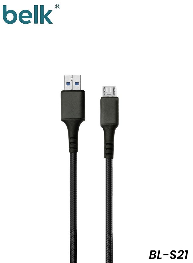 Belk 200mm Micro USB Charging Cable 10W Fast Charge & 480Mbps Data Transfer Durable Braided Wire, Strong Connector, Safe Charging, Universal Compatibility for Android Smartphones, Tablets, Power Banks, Cameras & More - Image 1