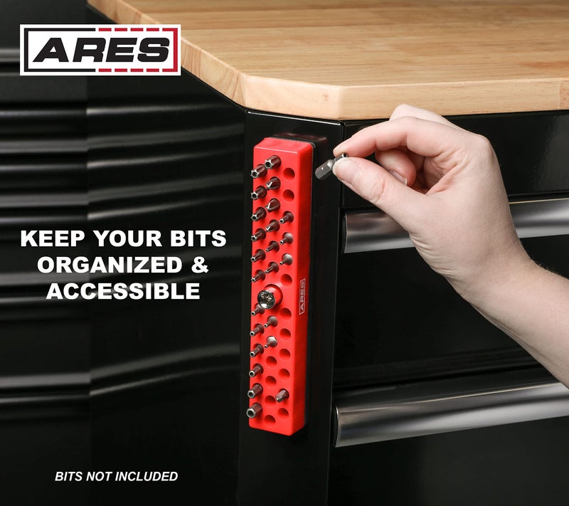 ARES 60011 - Red 37 Hole Hex Bit Organizer with Strong Magnetic Base - Keep Your Favorite Specialty, Drill, Tamper & Quick Change Bits Conveniently Organized and Accessible - Image 4