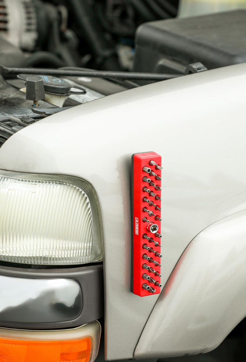 ARES 60011 - Red 37 Hole Hex Bit Organizer with Strong Magnetic Base - Keep Your Favorite Specialty, Drill, Tamper & Quick Change Bits Conveniently Organized and Accessible - Image 5