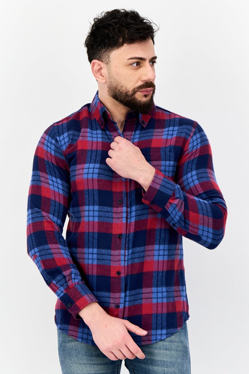 Chaps Men Regular Fit Plaid Long Sleeves Casual Shirt, Multicolor - Image 1