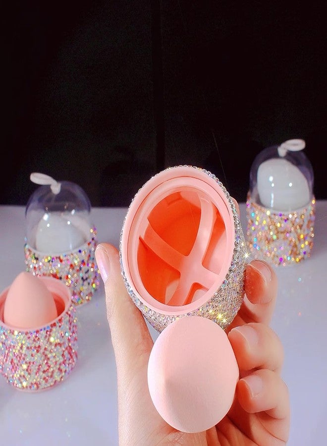 Bestbling bling Capsule Makeup Sponge Set - Dual-Use Sponge, Sponge Powder Puff, Makeup Egg Shape, Dustproof Storage Container (Silver) - Image 3