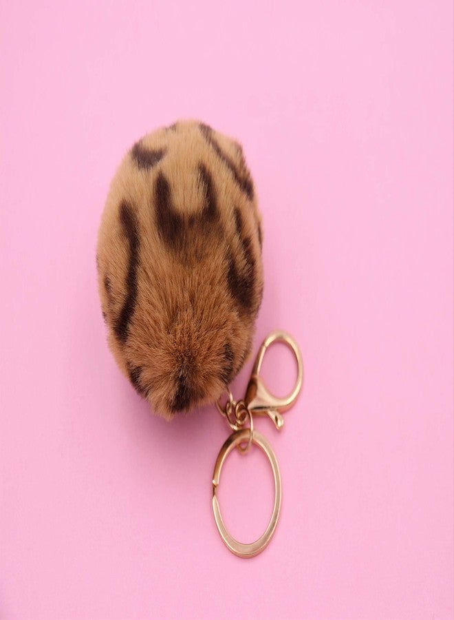 Real Sic Pom Pom Keychain - Faux Fur For Girls Women Backpack Purse Gift (Leopard) - Image 2