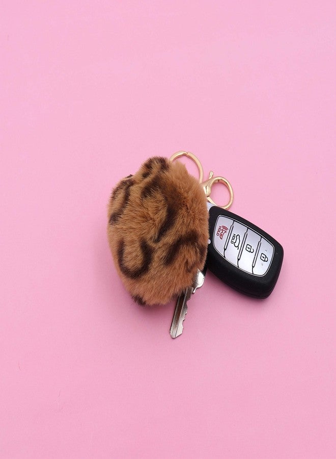 Real Sic Pom Pom Keychain - Faux Fur For Girls Women Backpack Purse Gift (Leopard) - Image 4