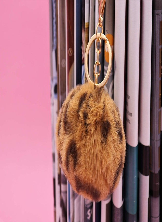 Real Sic Pom Pom Keychain - Faux Fur For Girls Women Backpack Purse Gift (Leopard) - Image 3
