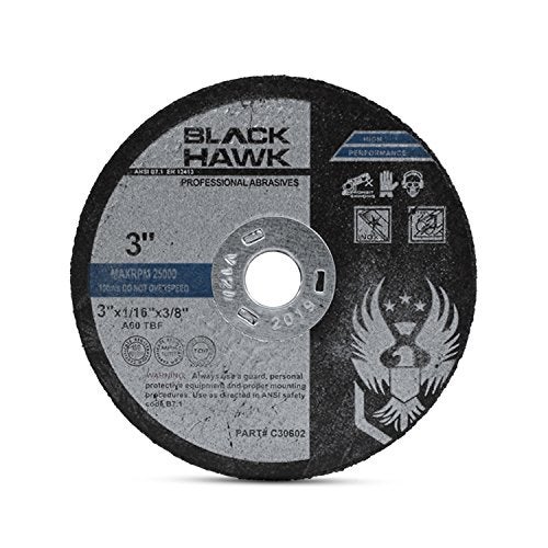 BHA Metal and Stainless Steel Cut Off Wheels for Die Grinders, 3” x 1/16” x 3/8” - 25 Pack - Image 1