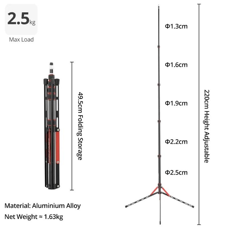 أمبيتيفول حامل ثلاثي القوائم Ambitful GM220 Light Stand Tripod for LED Video Studio Softbox Flash Umbrella Reflector - Image 2