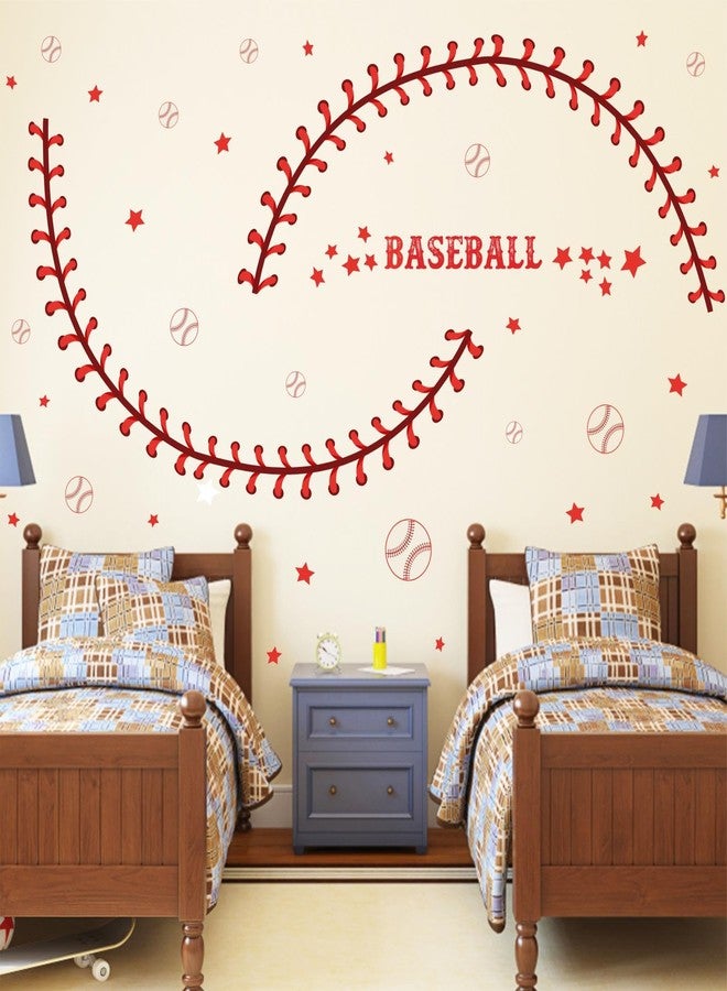 THEYGE Large Baseball Wall Decals Baseball Lace Stitches Stickers for Wall Ceiling Decals Peel and Stick Sport Decal Big Baseballs Ball Stickers for Teens Boy Girl Bedroom Playroom Decor - Image 3