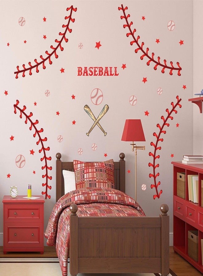 THEYGE Large Baseball Wall Decals Baseball Lace Stitches Stickers for Wall Ceiling Decals Peel and Stick Sport Decal Big Baseballs Ball Stickers for Teens Boy Girl Bedroom Playroom Decor - Image 4