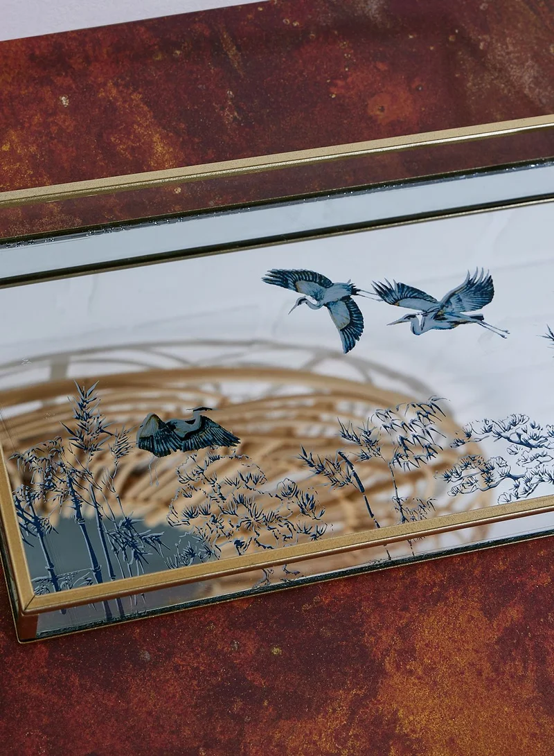 AURORA Mirrored Glass And Metal Tray - Heron Design