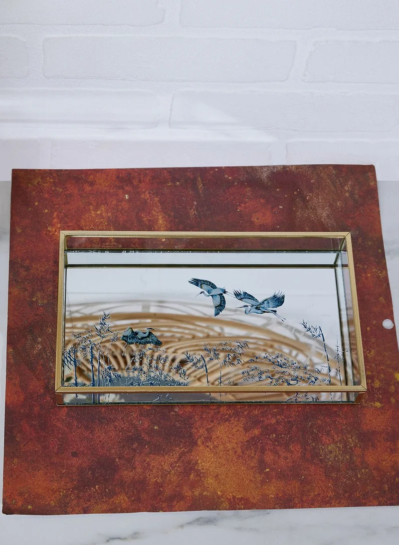 AURORA Mirrored Glass And Metal Tray - Heron Design