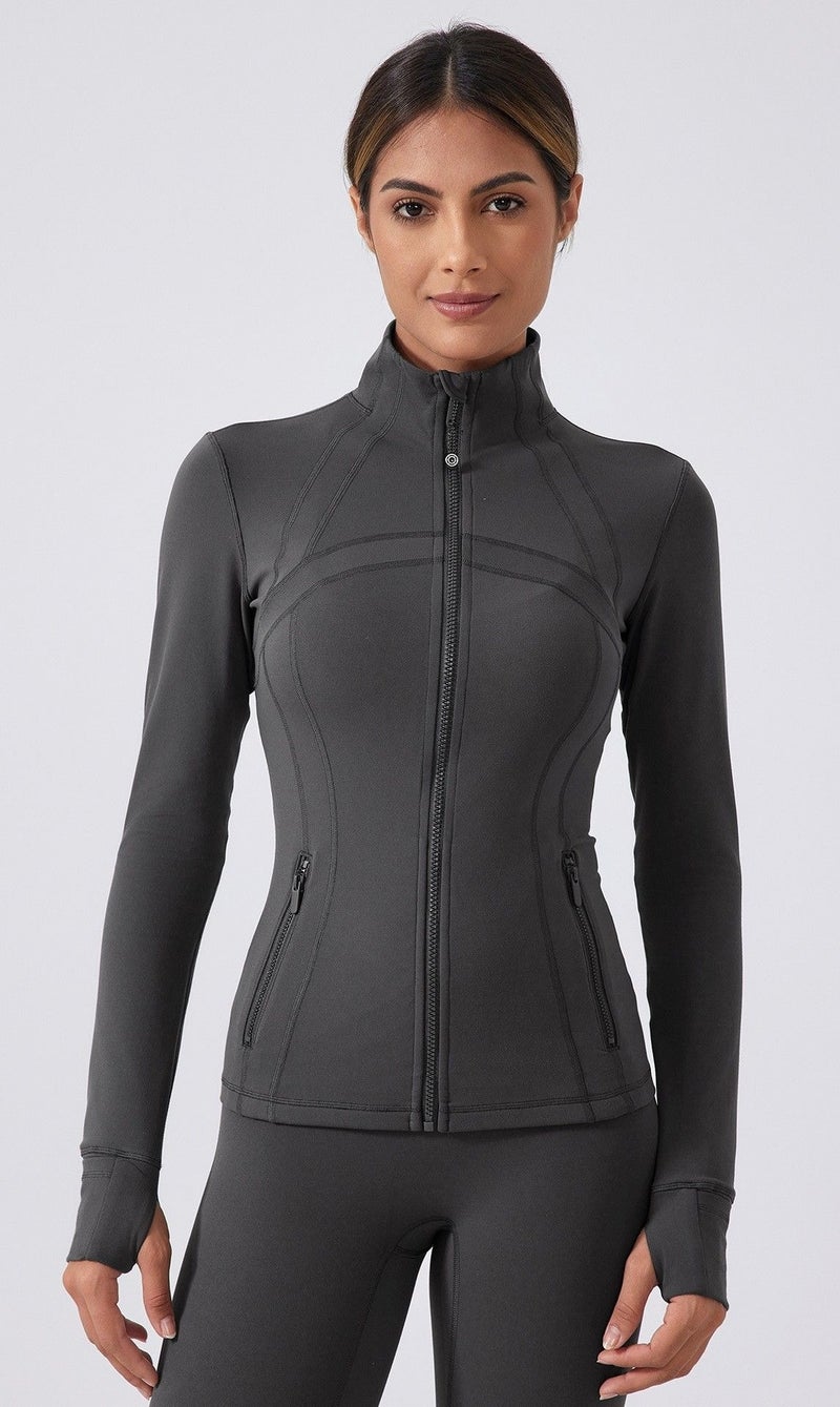 Lululemon Define Jacket: Women Stand Collar Zip Up Workout Jacket, Slim Fit Athletic Yoga Jacket with Thumb Holes & Zipper Pockets for Gym Running Training - Image 1