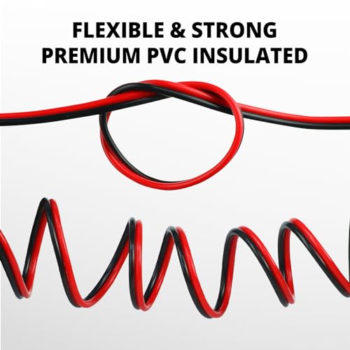 NAOEVO 18 Gauge Wire 100FT, 2 Conductors Electrical Wire Red Black Cable, Flexible/Low Voltage/PVC 18 AWG Copper Clad Aluminum Extension Cord for Speaker, LED Strips, Automotive 12V/24V DC - Image 5