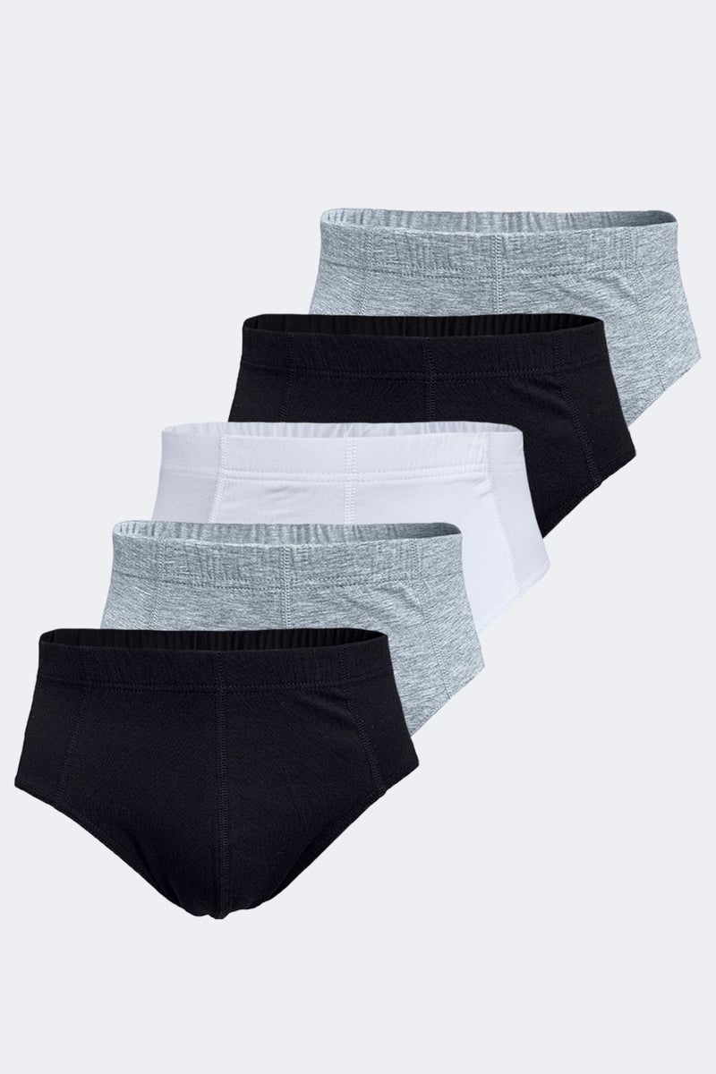Malabadi Men's Black White Gray 5 Pack Modal Slip Panties 053 5M053  - Image 1