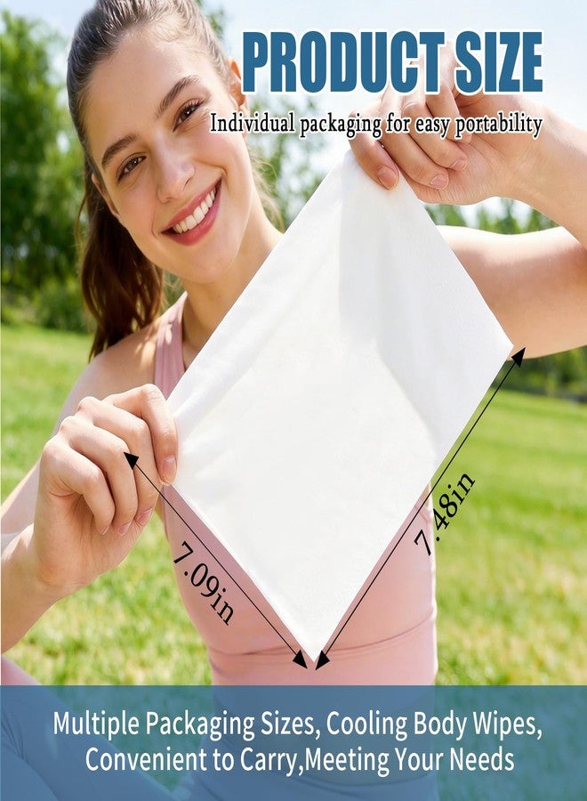 TCANG Cooling Face Body Wipes - 20 Packs of 10 (200 Wipes - Disposable Individually Wrapped No-Rinse Cooling Towels, Extra-Thick Oversized Body Cleansing Wipes for Sports, Travel, Camping in Hot Weather - Image 2