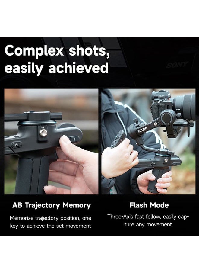 FeiyuTech - SCORP-C [Official] Camera Stabilizer 3-Axis Mirrorless Gimbal Lightweight Stabilizer,for DSLR Camera,for Sony a7IV a7s Canon R5 R6 M50 Panasonic Nikon Fujifilm,Max 5.5lb,Cable Control - Image 1