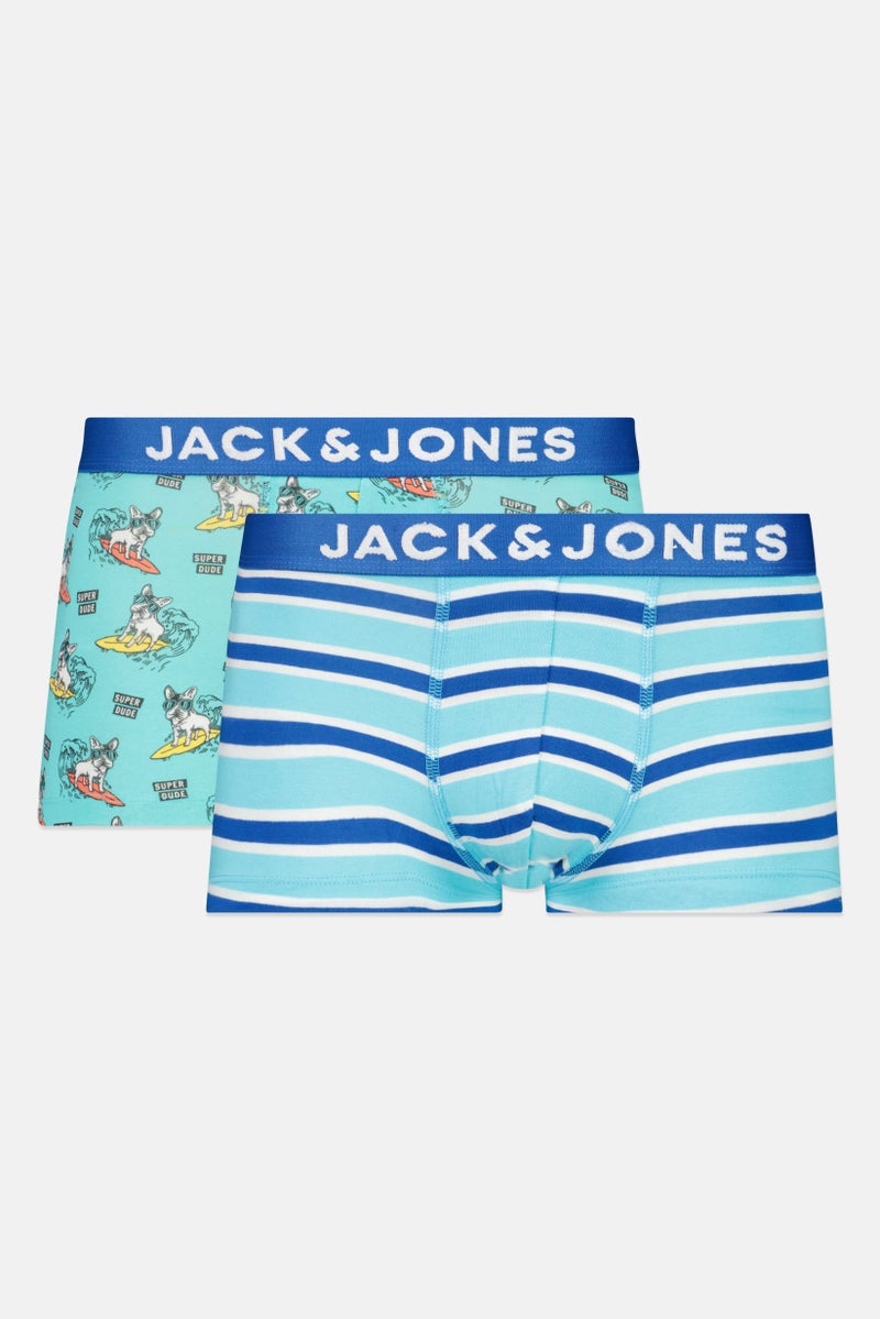 Jack Jones Men 2 Pack Brand Logo Boxer Trunks, Multicolor - Image 1