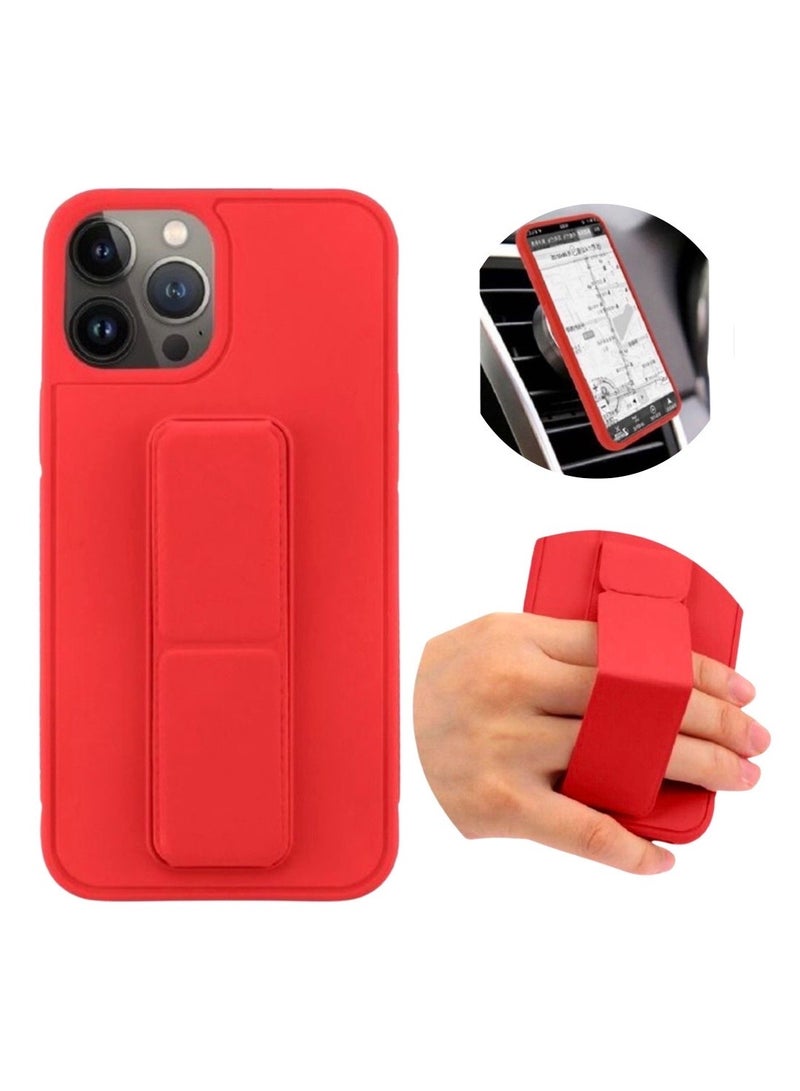 3in1 Magnetic Wrist Strap Hand Grip with Stand Case Cover For Apple Iphone 14Pro Red - Image 1