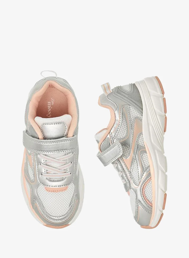 Little Missy Girls Panelled Hook and Loop Sneakers