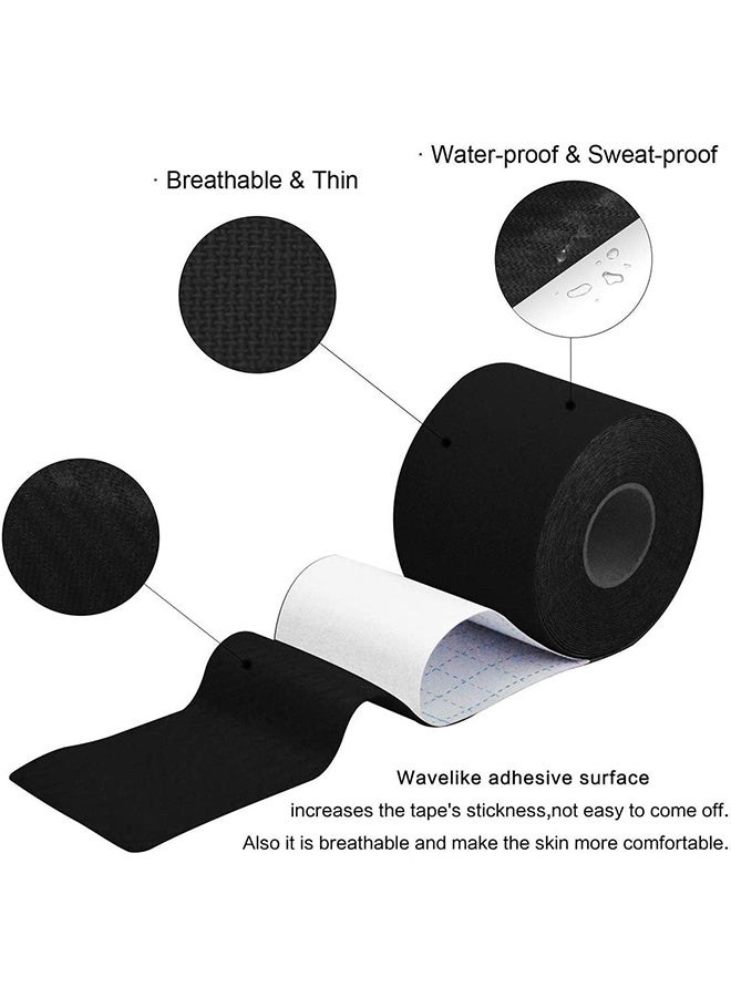 Kinesiology Tape, 1 Roll 5cm x 5m Breathable Cotton Sports Tape, Muscle Tape Support, Physio Tape, Kinetic Tape, Running Tape for Ankle, Knee Pain, Elbow and Shoulder Muscles (Black) - Image 2