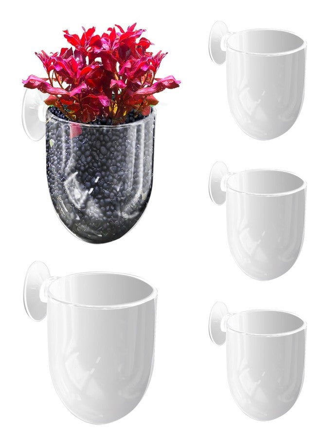 UOIENRT 5 Pcs Plastic Aquatic Plant Pots, Clear Plastic Fish Tank Planting Holder, Fish Tank Plant Pot for Aquascape Decoration, Aquarium Planter Cup - Image 1