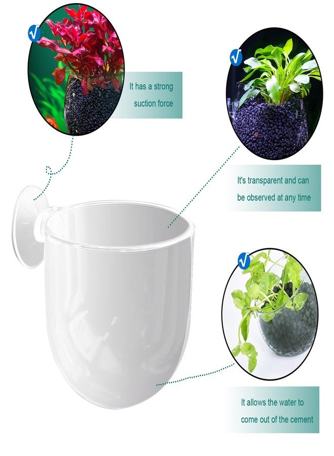 UOIENRT 5 Pcs Plastic Aquatic Plant Pots, Clear Plastic Fish Tank Planting Holder, Fish Tank Plant Pot for Aquascape Decoration, Aquarium Planter Cup - Image 3