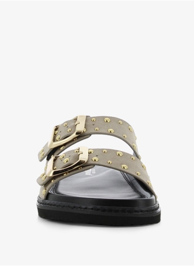 SJ - Women's Stud Embellished Slip-On Sandals with Buckles - Image 1