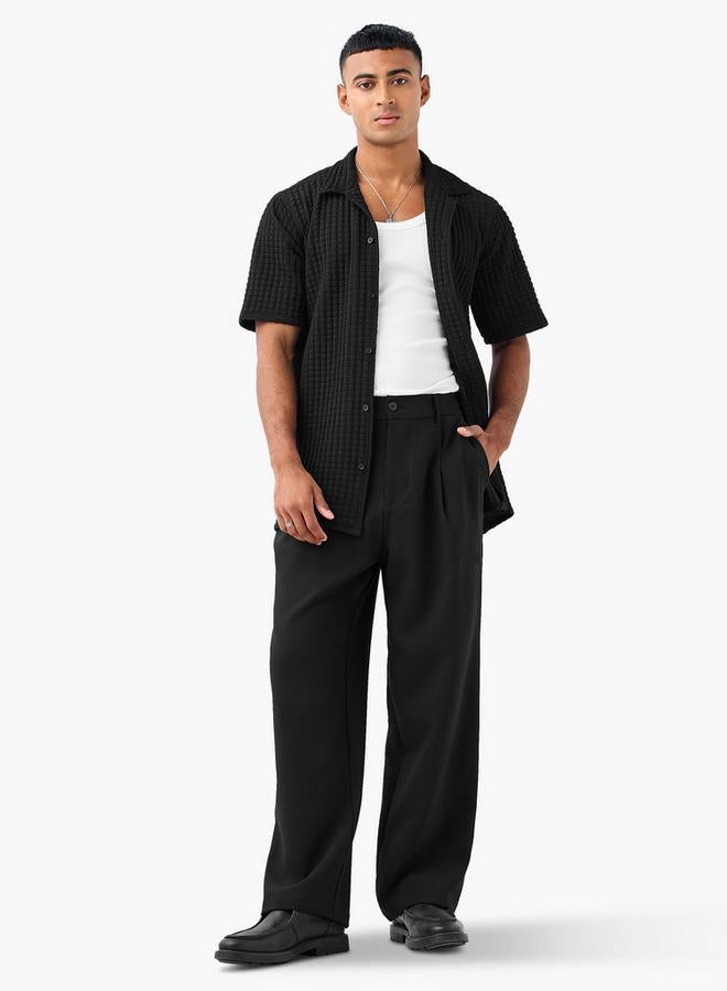 Splash FAV Regular Fit Waffle Textured Shirt with Camp Collar and Short Sleeves - Image 2