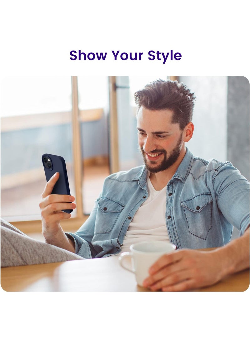 Compatible with iPhone 13/14 Case 6.1 Inch Slim Liquid Silicone 4 Layers Soft Gel Rubber Shockproof Protective Phone Case with Anti Scratch Microfiber Lining (Midnight Blue) - Image 2