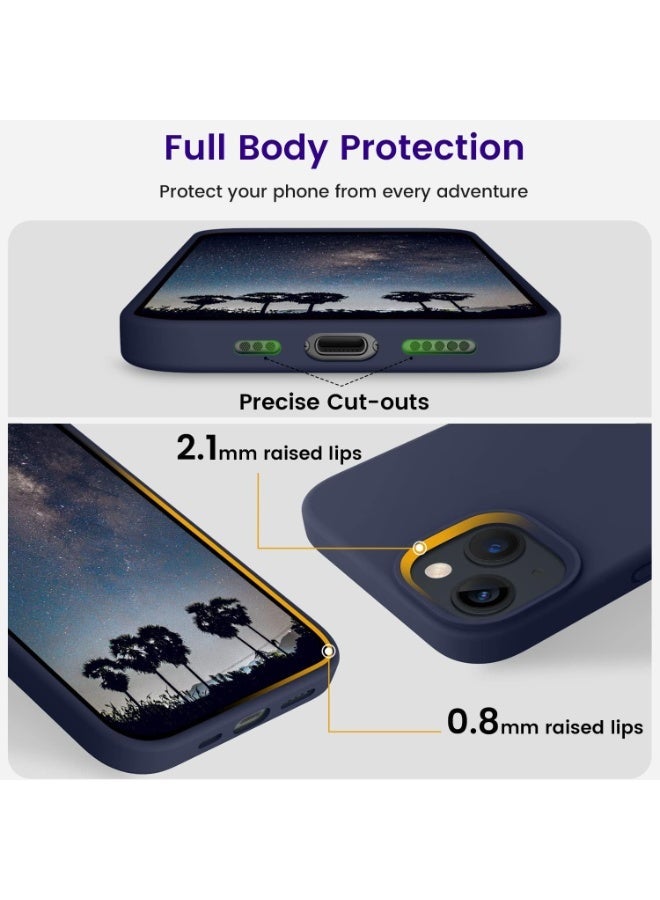Compatible with iPhone 13/14 Case 6.1 Inch Slim Liquid Silicone 4 Layers Soft Gel Rubber Shockproof Protective Phone Case with Anti Scratch Microfiber Lining (Midnight Blue) - Image 4