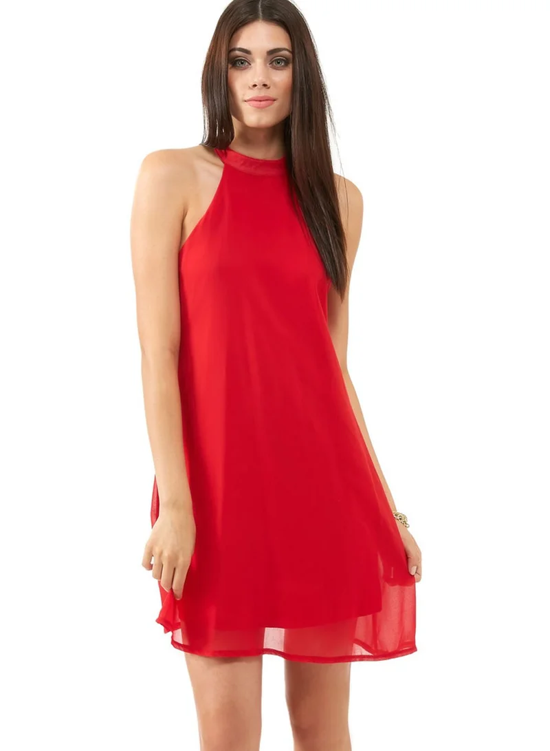 Club L High Neck Chiffon Swing Dress