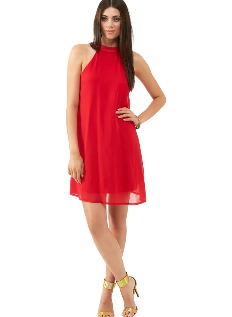 Club L High Neck Chiffon Swing Dress