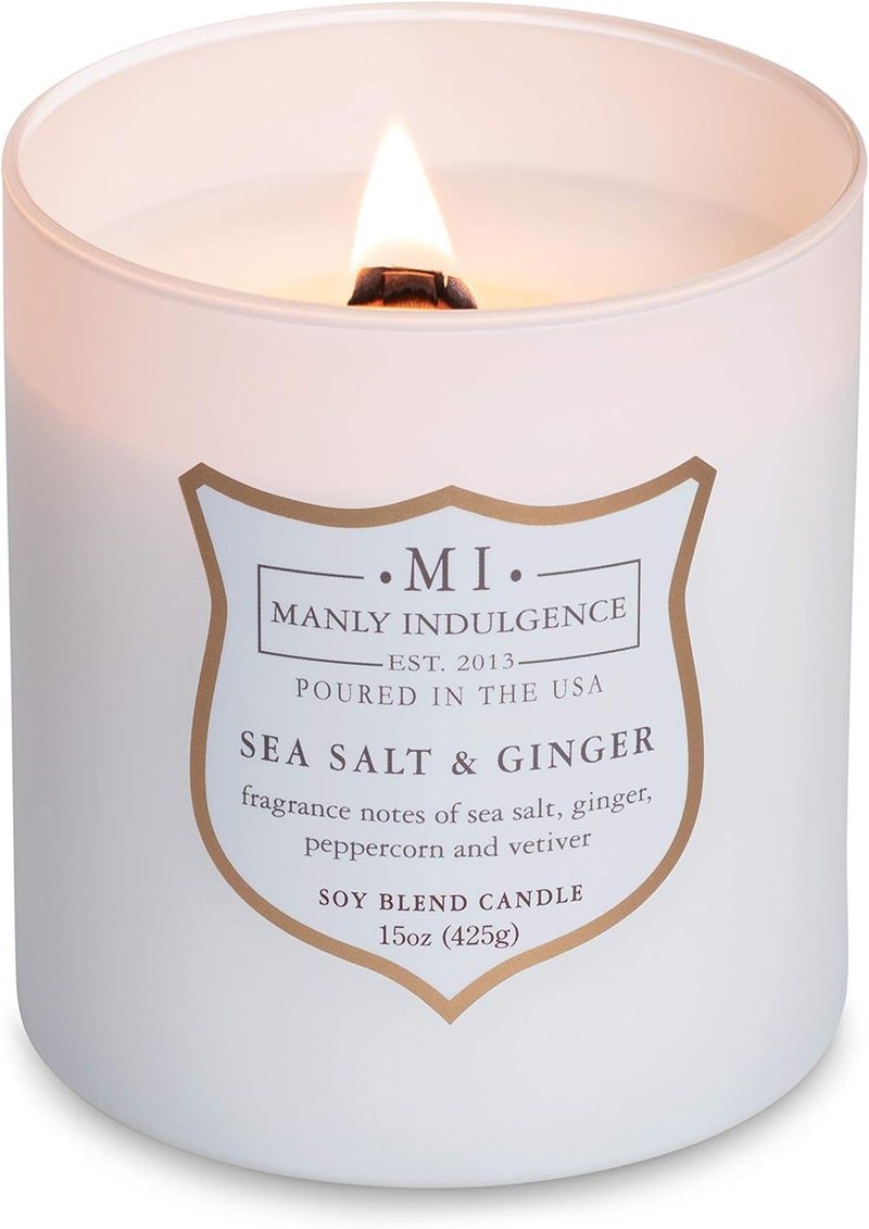 Manly Indulgence Sea Salt & Ginger Jar Candle, 15 oz, White - Image 2