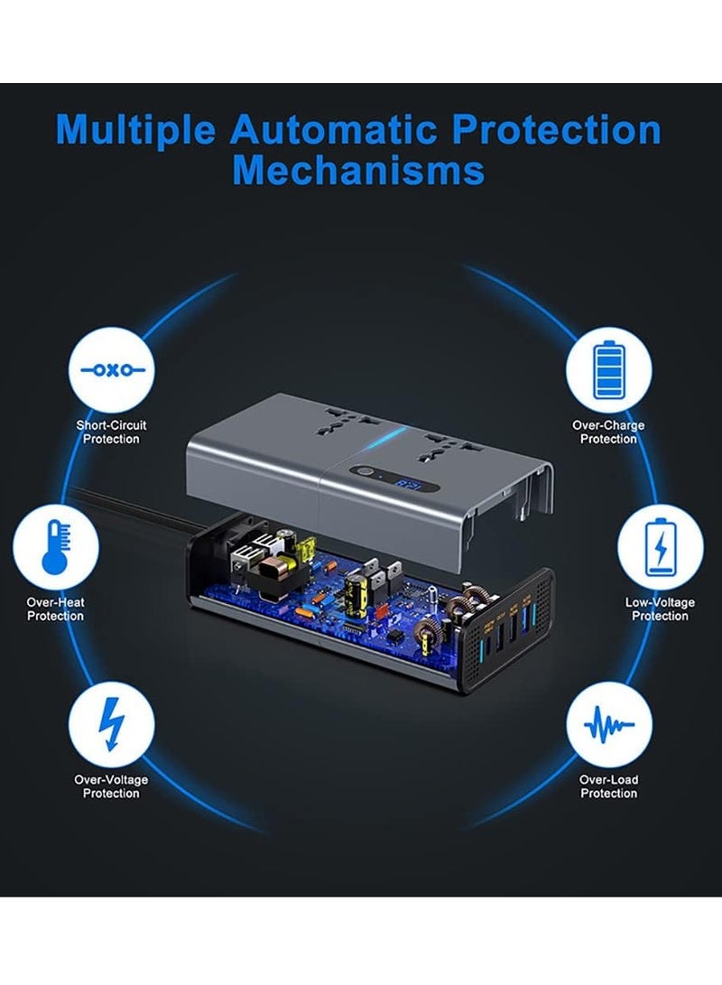 ELTRAZONE 200W Car Inverter with LED Display: USB & Type-C Charging Convenience - Image 3