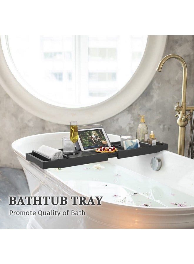 Bamfan Bath Caddy Tray for Bathtub - Bamboo Adjustable Organizer Tray for Bathroom with Free Soap Dish Suitable for Luxury Spa or Reading(Black) - Image 5