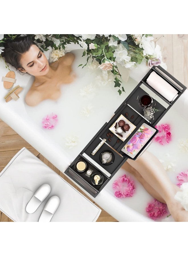 Bamfan Bath Caddy Tray for Bathtub - Bamboo Adjustable Organizer Tray for Bathroom with Free Soap Dish Suitable for Luxury Spa or Reading(Black) - Image 3