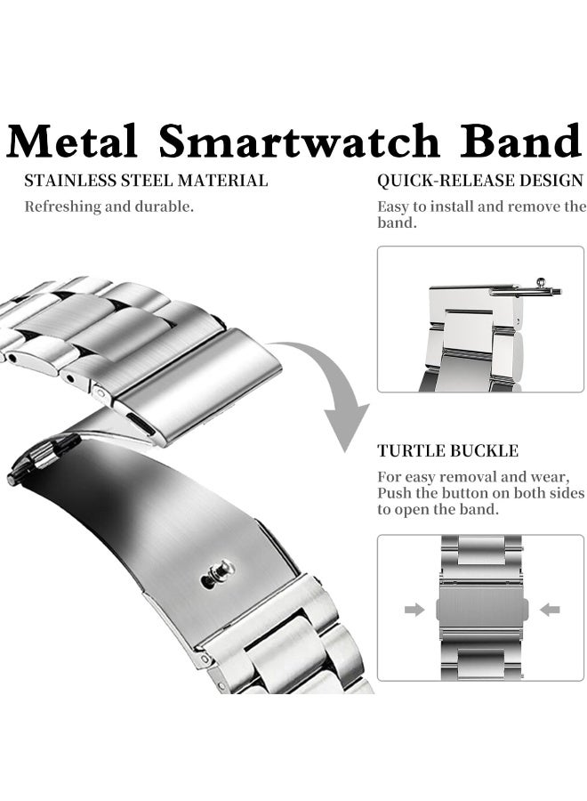 Stainless Steel Watch Strap for Huawei Band 10/Huawei Band 9/Huawei Band 8, 3 Beads Stainless Steel Adjustable Smartwatch Replacement Bracelet Wristbands for Women Men (Silver) - Image 4