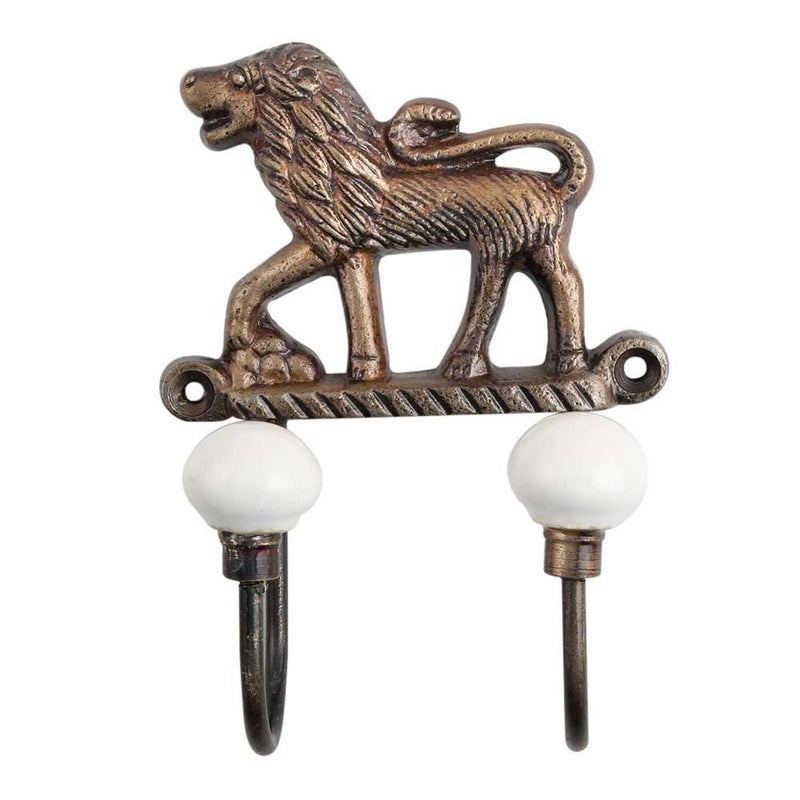 Indian-Shelf IndianShelf Handmade Lion Hooks Key Hangers Wall Hanging Coat Towel Mount Hat Mug Utensils Heavy Duty Ceramic_Multicolor_475 Inches1 Piece - Image 2