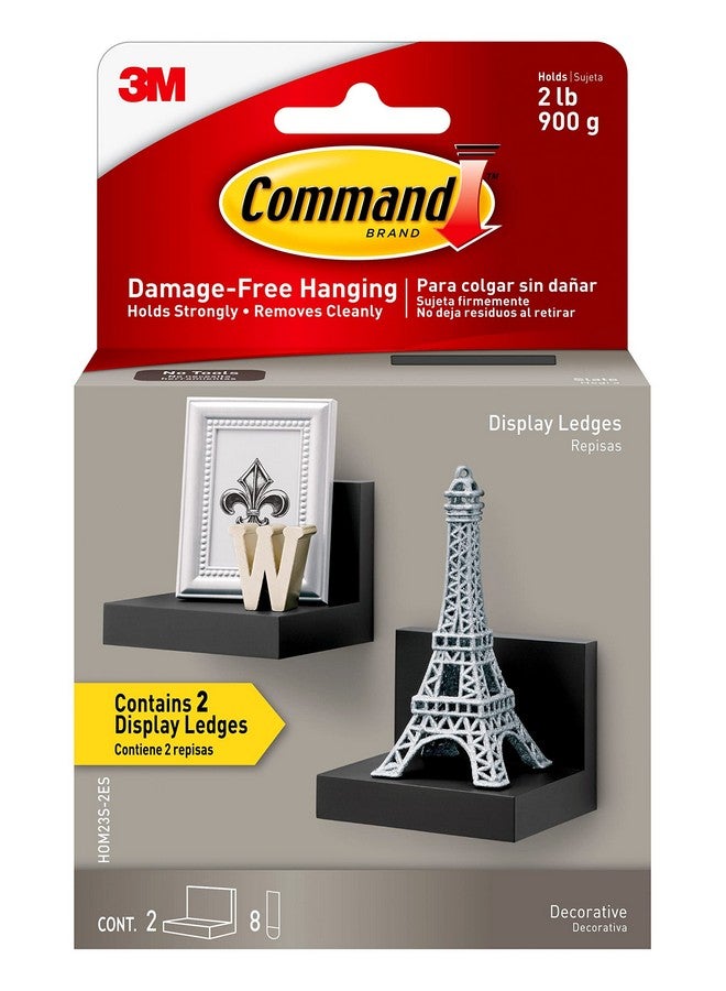 Command Display Ledges, Holds Up To 2 Lb, Slate, 2 Ledges With 8 Medium Command Strips, Damage Free Hanging Floating Shelf With Adhesive Strips, Personalize Living Room, Bedroom, Kids Room Or Office - Image 1
