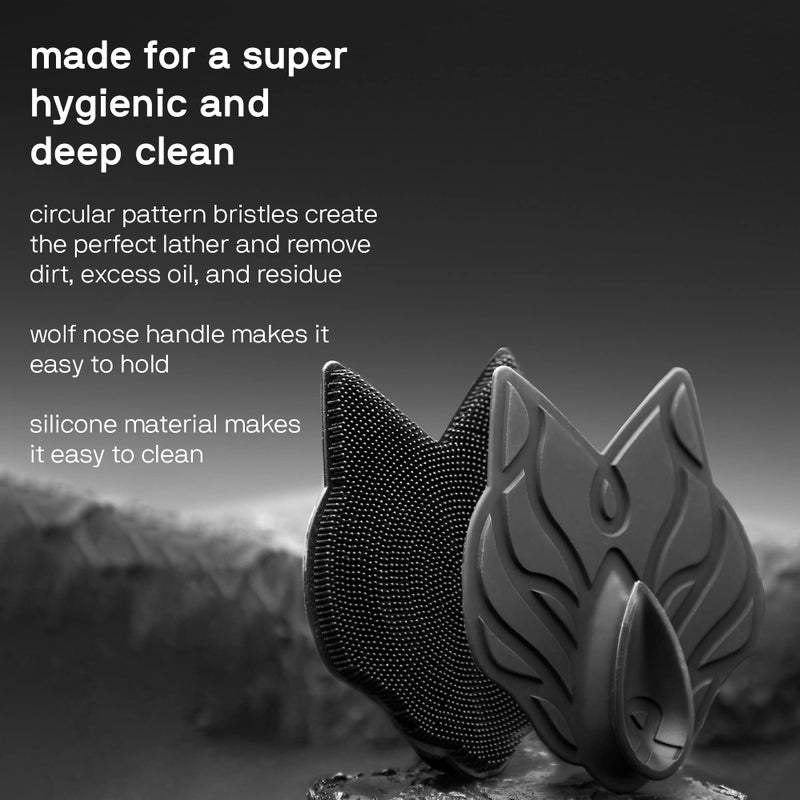Black Wolf Body Scrubber - 100% Silicone Bristles for a Hygienic Deep Clean Experience - Easy to Clean Excess Soap and Body Wash Off - Image 2