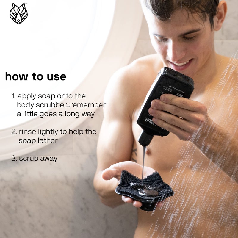 Black Wolf Body Scrubber - 100% Silicone Bristles for a Hygienic Deep Clean Experience - Easy to Clean Excess Soap and Body Wash Off - Image 5