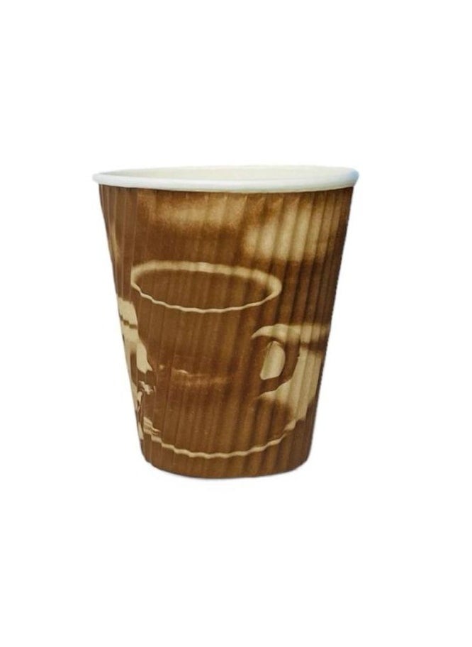 SKP Plastic Double Wall Corrugated Paper Cups 12 oz Brown Printed (40 pcs) 