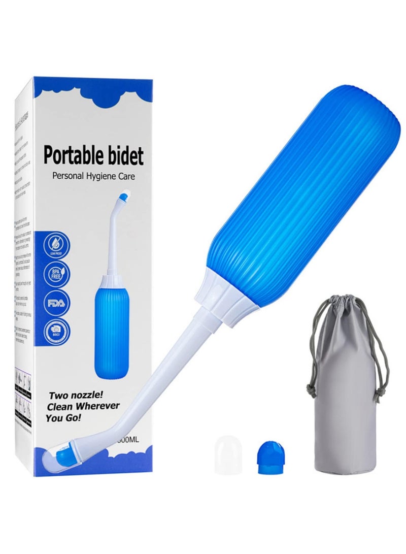 1PCS 500ML Portable Bidet Private Parts Flushing Device Baby Butt Cleaner Confinement Pregnant and Lying In Women Perineum Body Bidet Blue  - Image 1