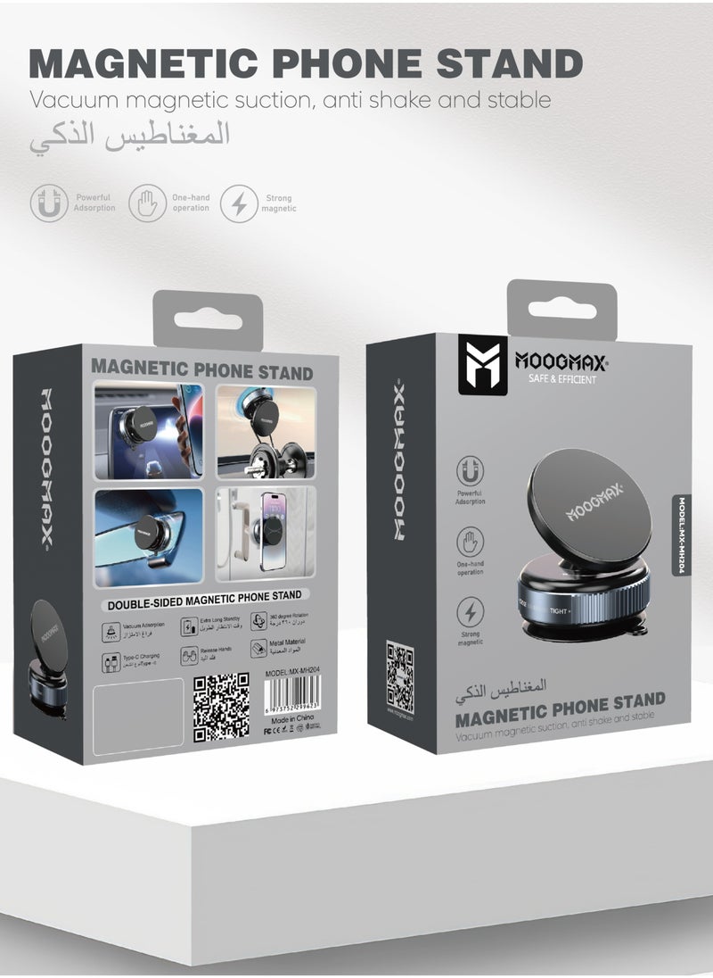 Vacuum Car Holder - 360° Rotatable Magnetic Phone Mount with Type-C Charging & Universal Compatibility