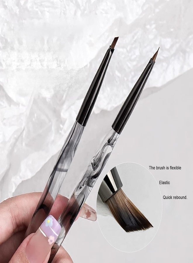 SILPECWEE Nail Brush for Drawing Petals and Butterflies, Acrylic Nail Art Paint Brushes Manicure Brush Nails Design Tool for Women Watercolor Paint & Oil Painting - Black Marble - Image 4