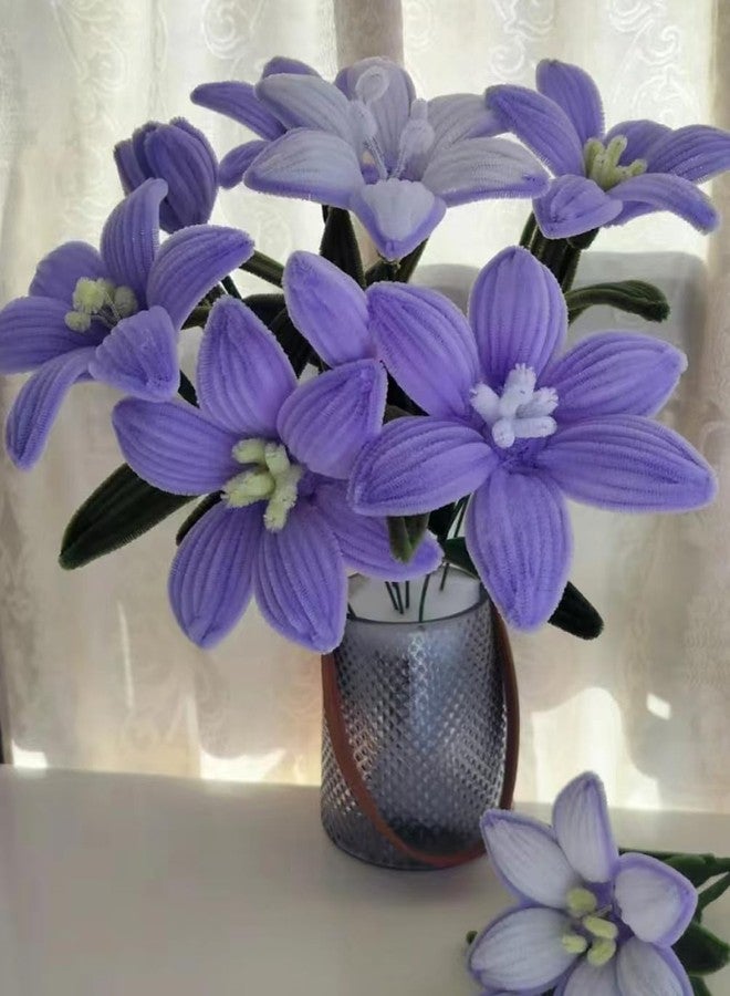 YOOTOM 400 DIY Crafts Pipe Cleaner Flower Kits for Purple Lily Bouquets Making, Artificial Chenille Stems Flower Creation, 12 Lilies for Party Office Home Decor Festival Gift - Image 1