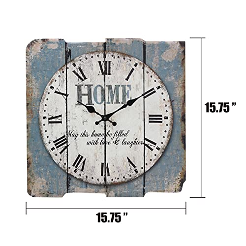 Stonebriar SB-6158A Worn Blue 15" Square White Wall Clock - Image 5